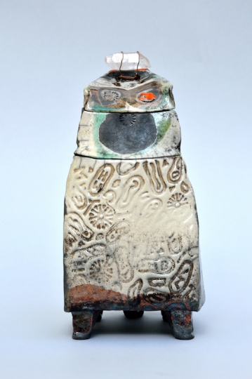 Mela piccola, cm 13x25x13, ceramica raku e cristallo di rocca, 2014